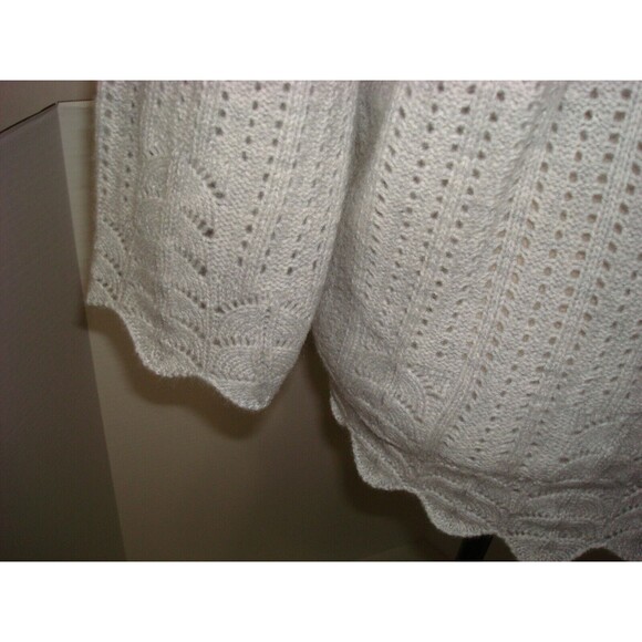 NWT New Womens 1X 2X Ryllace Plus 100% Cashmere Sweater Light Gray Scalloped Sof - Picture 6 of 8